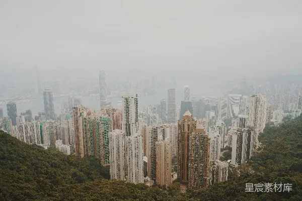 高清摄影 雾中香港天际线