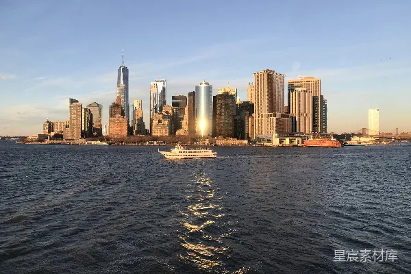 高清摄影 曼哈顿天际线的日落景色