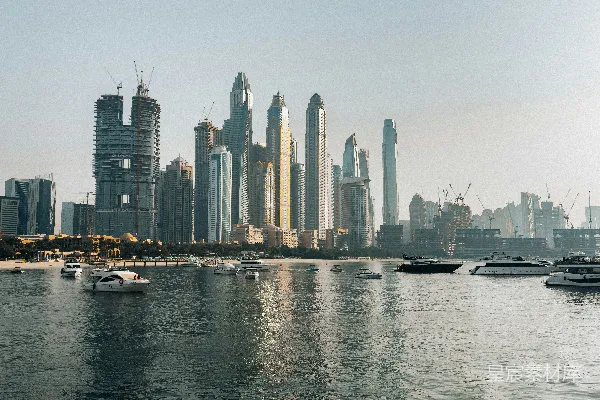 高清摄影 迪拜滨海高楼全景