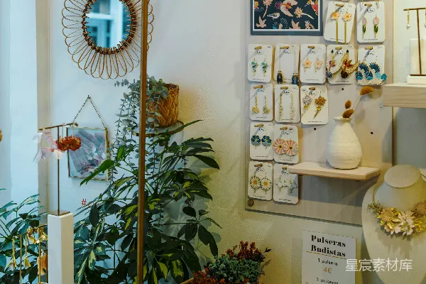 高清摄影 自然与艺术的交融：手工艺品展示店