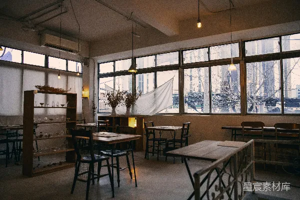 高清摄影 简约工业风餐厅内部