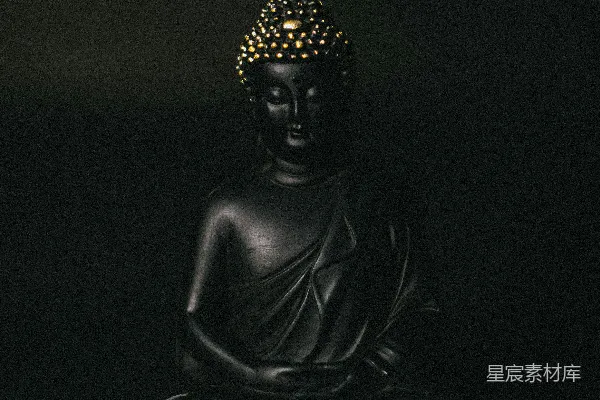 高清摄影 黑底上的黑佛雕像
