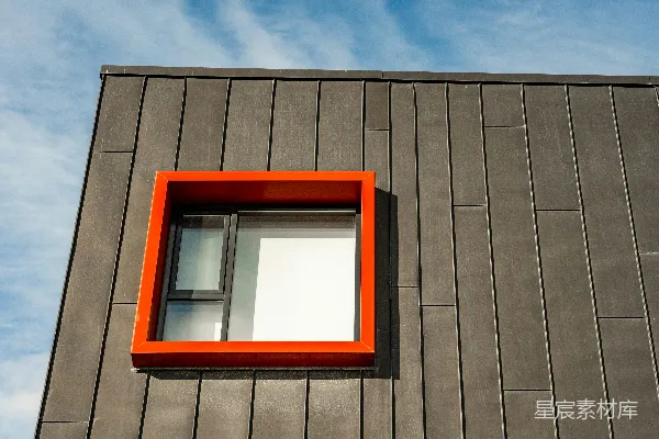 高清摄影 现代建筑中的红色窗框