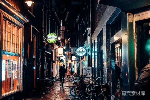 高清摄影 夜晚的荷兰巷弄