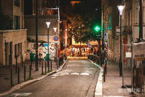 高清摄影 夜色中的城市小巷