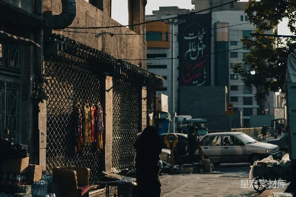 高清摄影 夕阳下的街头市集