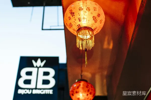 高清摄影 夜晚街巷的灯笼与招牌