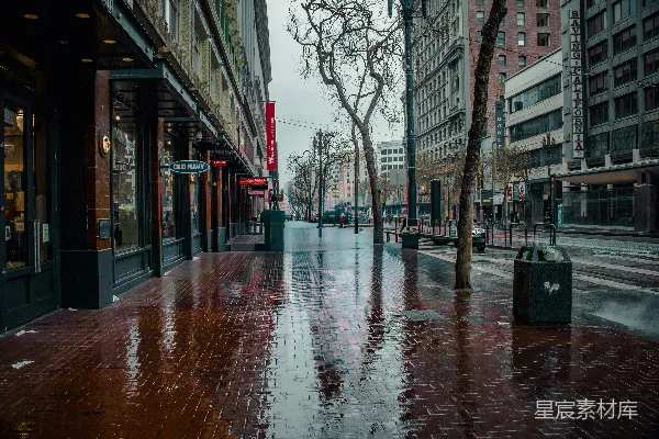 高清摄影 雨后静谧的旧金山街道