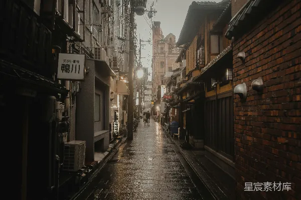高清摄影 雨后京都的静谧小巷