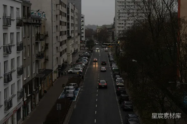 高清摄影 阴天的城市街景