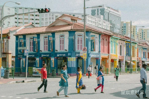 高清摄影 新加坡色彩斑斓的街景