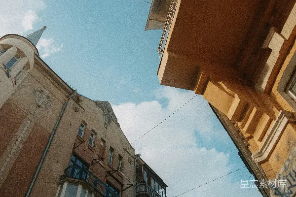 高清摄影 仰望城市的蓝天与建筑