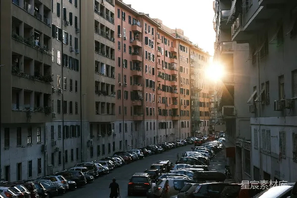 高清摄影 夕阳下的宁静街道