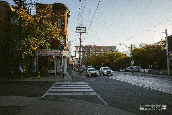 高清摄影 夕阳下的城市街道