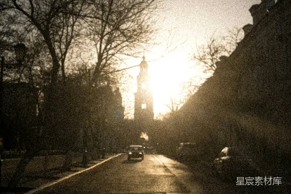 高清摄影 夕阳下的城市街景
