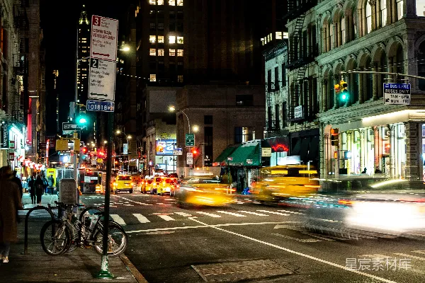 高清摄影 纽约夜景中的繁忙街道