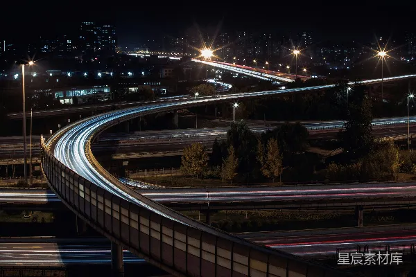高清摄影 夜幕下的城市高速公路