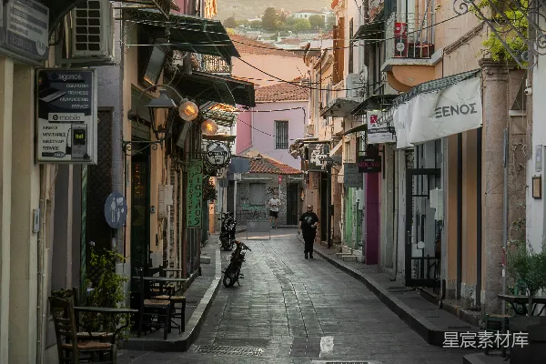 高清摄影 夕阳下的小镇巷弄