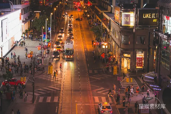 高清摄影 都市夜景：繁忙街道的繁华与秩序