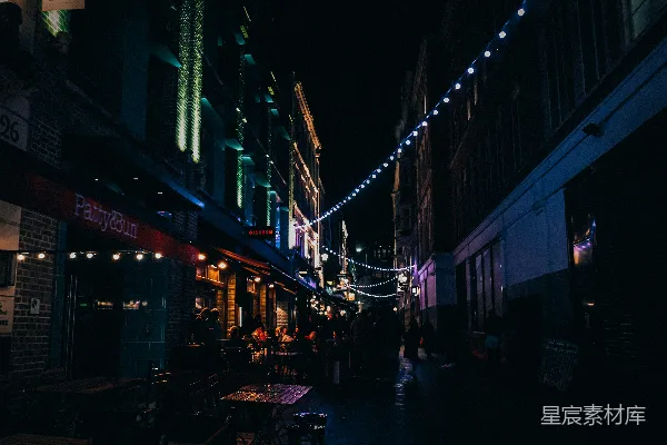 高清摄影 夜晚的酒吧街