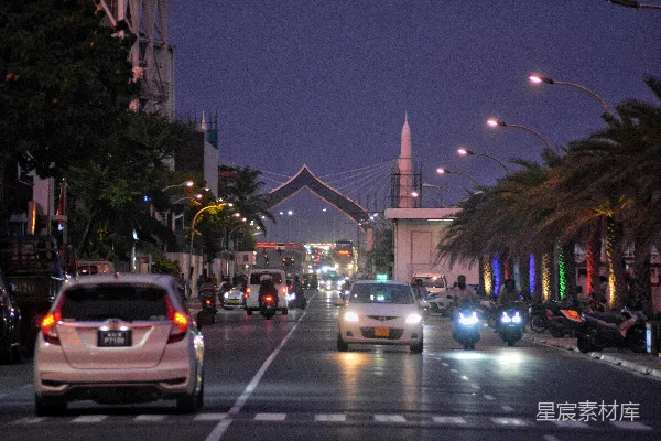 高清摄影 夜幕下的城市街道