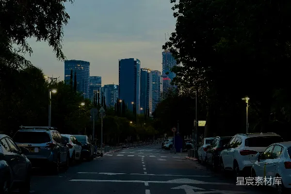 高清摄影 城市黄昏的宁静街道