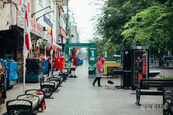 高清摄影 街道清洁场景