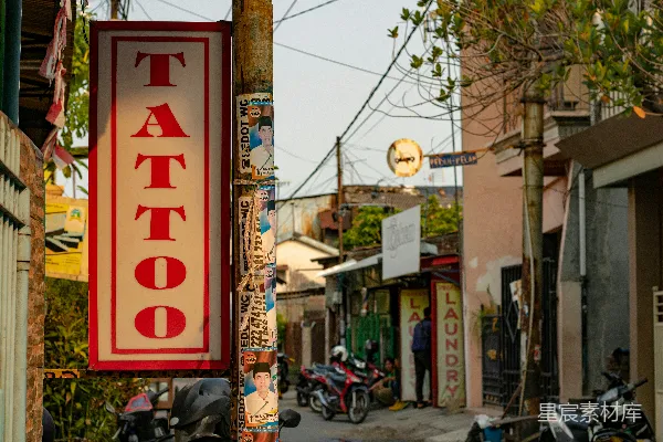 高清摄影 街头纹身店招牌
