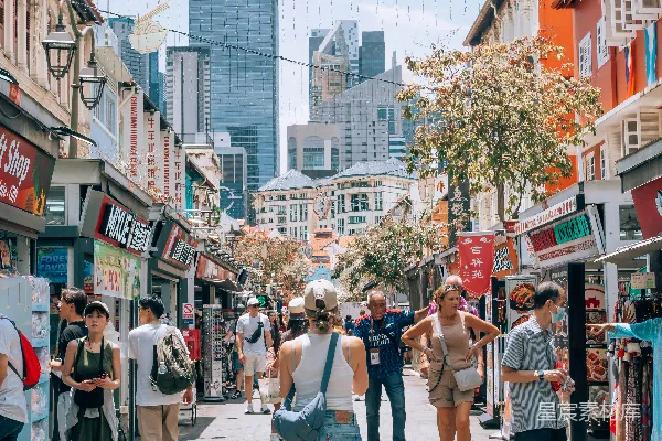 高清摄影 新加坡唐人街的繁忙街道