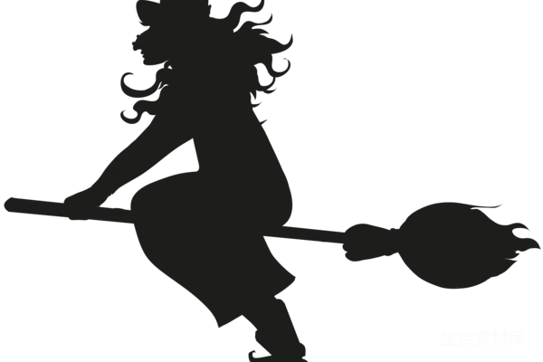 元素素材 飞天女巫剪影