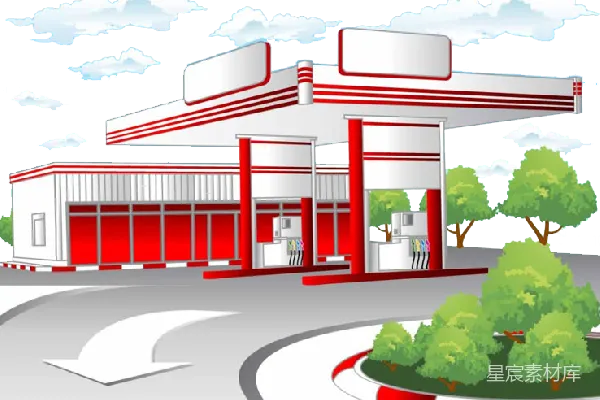 元素素材 卡通加油站插画