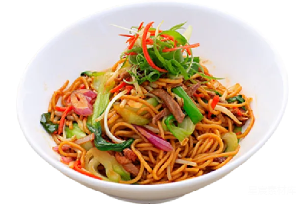 元素素材 中式炒面配蔬菜和肉片