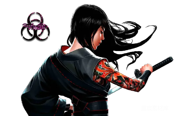 元素素材 神秘武士的纹身