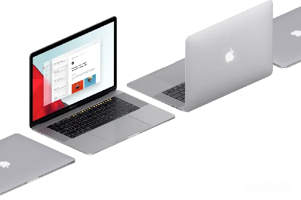 元素素材 多角度展示的MacBook系列笔记本电脑