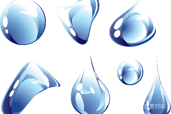 元素素材 蓝色水滴的集合