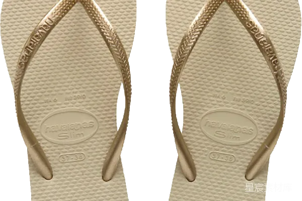 元素素材 Havaianas Slim金色沙滩拖鞋特写