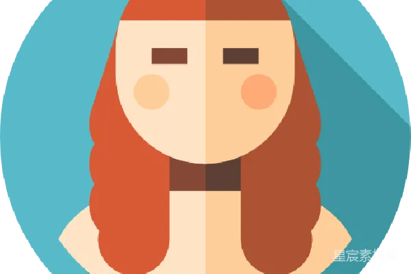 元素素材 对称红发女性插图