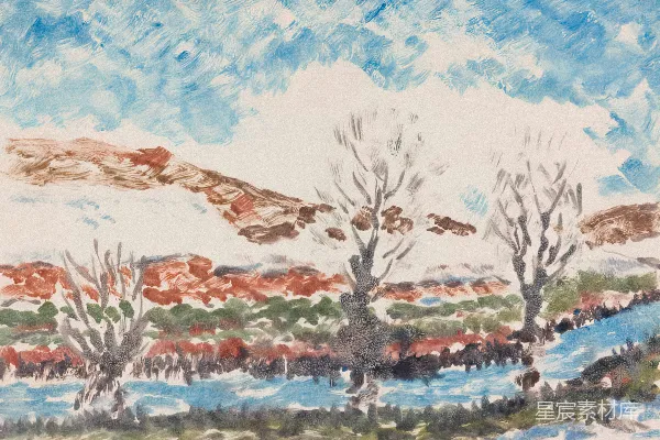 高清摄影 背景有山的雪景画