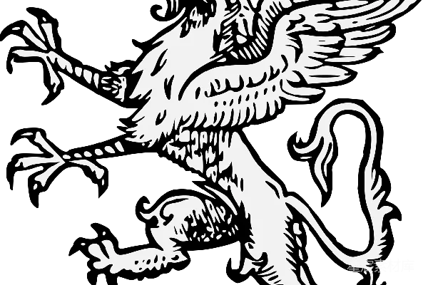元素素材 黑白插画风格的翼兽剪影