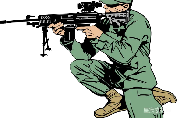 元素素材 蹲姿持枪的士兵插图