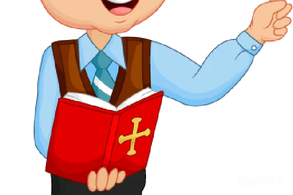 元素素材 卡通书呆子拿着圣经