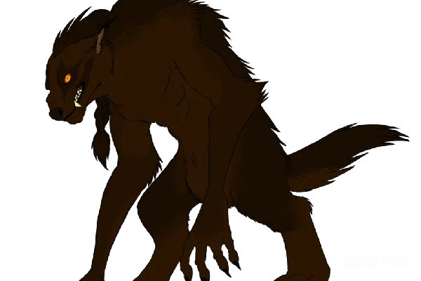 元素素材 夜行狼人插画