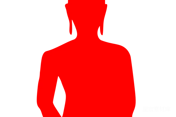 元素素材 红色冥想佛像剪影