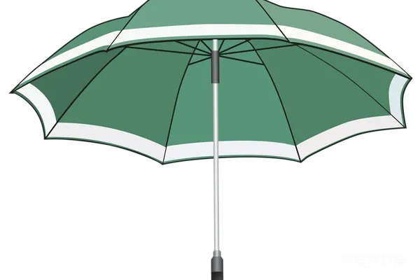 元素素材 绿色条纹雨伞