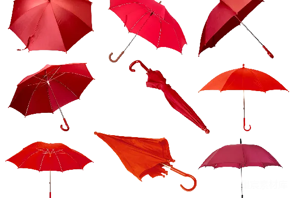 元素素材 多角度拍摄的红色雨伞组合