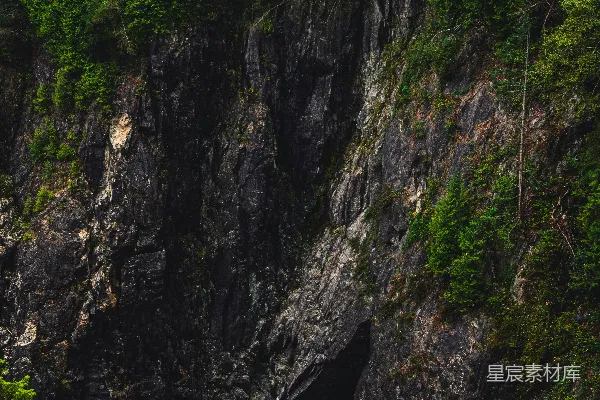 高清摄影 岩石山上绿树葱葱