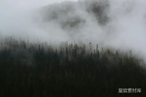 高清摄影 笼罩在薄雾和低云之中的山峦