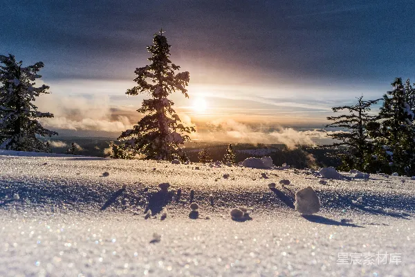 高清摄影 低角度拍摄的雪原照片