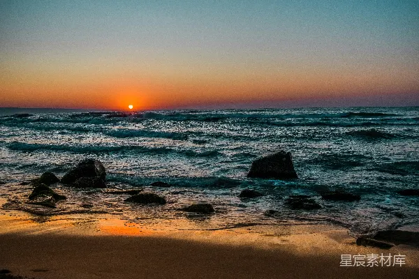高清摄影 夕阳下的海浪