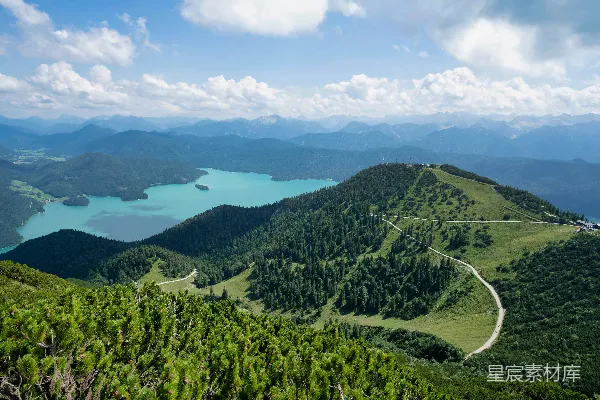 高清摄影 山中绿树近水边白昼时